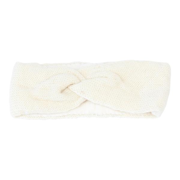 Weißes feines überlappendes Stirnband 100% Wolle mit Fleece gefüttert Handarbeit Nepal
